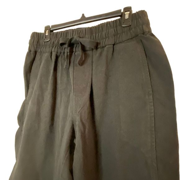 Everlane Women's Black Wide-Leg Ankle Work Pants Size L with Drawstring Closure - Picture 12 of 16